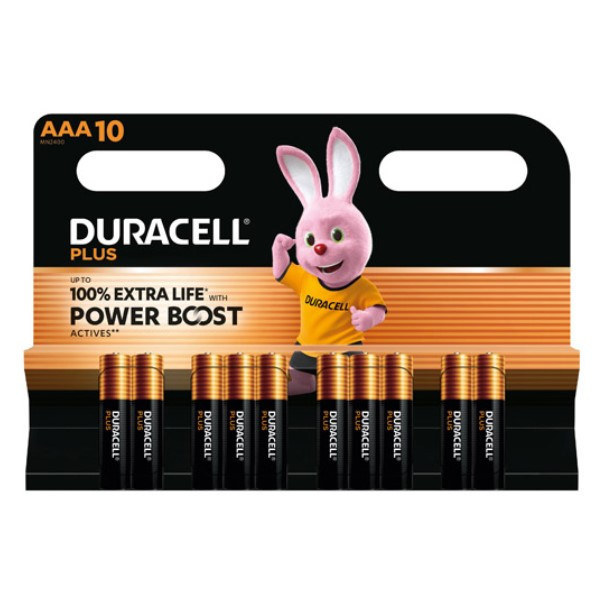 Duracell Plus Power Boost 100% Extra Life AAA / MN2400 / LR03 Alkaline Batterij 10 stuks ADU00403 - 1