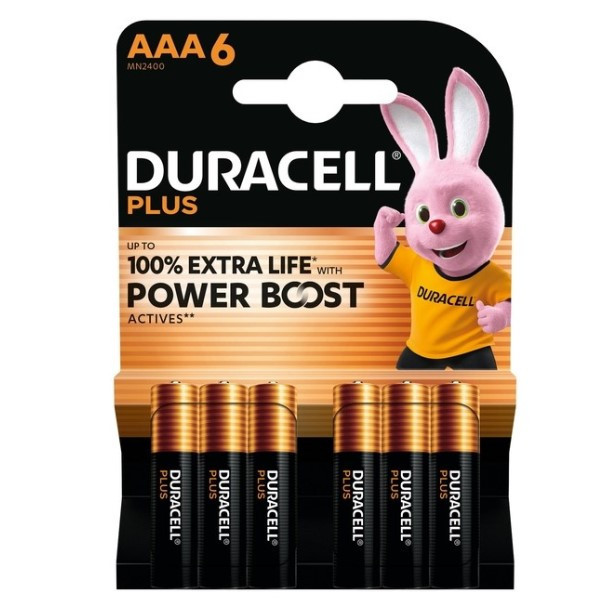 Duracell Plus Power Boost 100% Extra Life AAA / MN2400 / LR03 Alkaline Batterij 6 stuks ADU00401 - 1