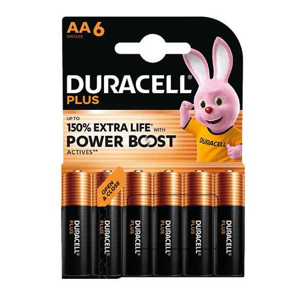 Duracell Plus Power Boost 150% Extra Life AA / MN1500 / LR06 Alkaline Batterij 6 stuks ADU00395 - 1
