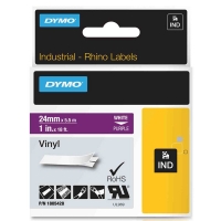 Dymo 1805428 IND Rhino tape vinyl wit op paars 24 mm (origineel) 1805428 088656