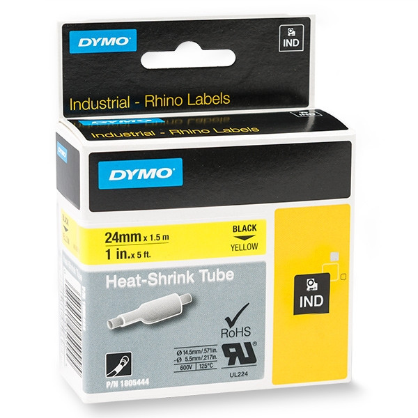 Dymo 1805444 IND Rhino tape krimpkous zwart op geel 24 mm (origineel) 1805444 088712 - 1