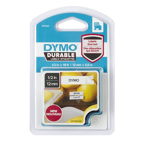 Dymo 1978364 tape zwart op wit 12 mm (origineel) 1978364 089128 - 1