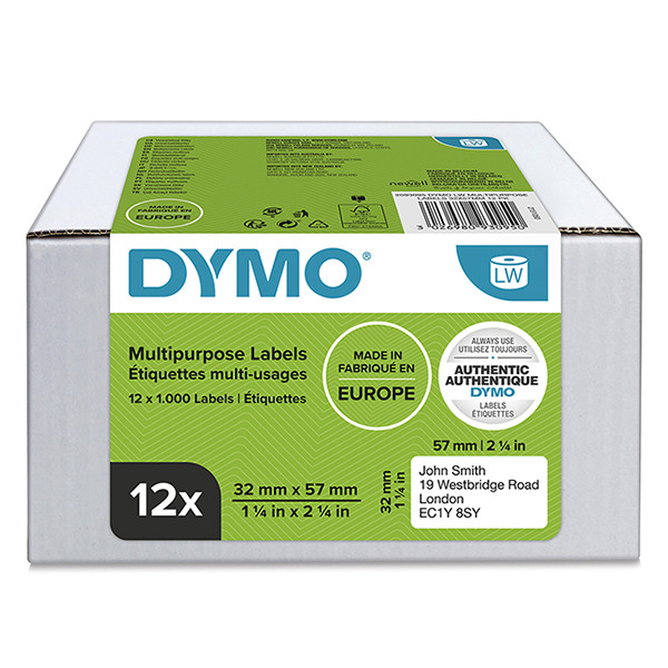 Dymo 2093095 verwijderbare multifunctionele etiketten 12 stuks 11354 (origineel) 2093095 089164 - 1