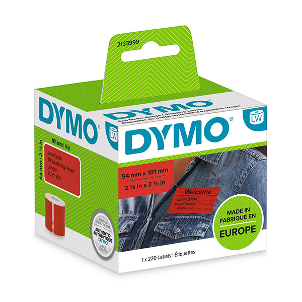 Dymo 2133399 verzend- en naambadge etiketten rood (origineel) 2133399 088596 - 1