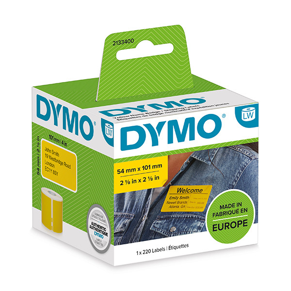 Dymo 2133400 verzend- en naambadge etiketten geel (origineel) 2133400 088598 - 1