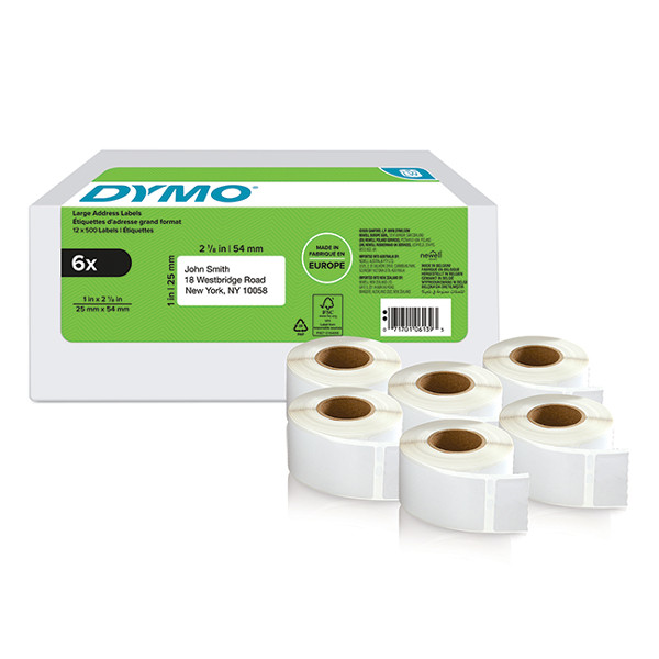 Dymo 2177564 grote etiketten voor retouradres 6 stuks S0722520 / 11352 (origineel) 2177564 089172 - 1