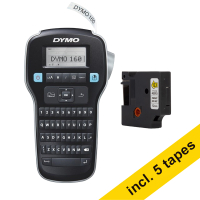 Dymo LabelManager 160 beletteringsysteem (QWERTY) + 5 zwart op wit tapes 833461