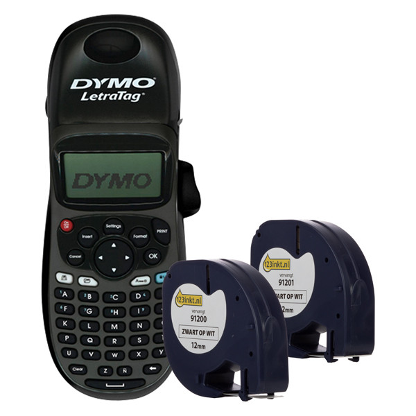 Dymo LetraTag LT-100H beletteringsysteem zwart + 2 tapes  833319 - 1
