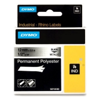 Dymo S0718180 / 18486 IND Rhino tape permanent polyester zwart op metallic 12 mm (origineel) 18486 088688