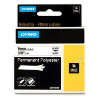 Dymo S0718240 / 18482 IND Rhino tape permanent polyester zwart op wit 9 mm (origineel) 18482 S0718240 088666