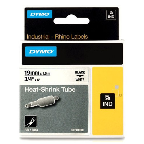 Dymo S0718330 / 18057 IND Rhino tape krimpkous zwart op wit 19 mm (origineel) 18057 088700 - 1