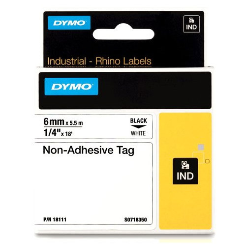 Dymo S0718350 / 18111 IND Rhino tape niet-klevend zwart op wit 6 mm (origineel) 18111 S0718350 088726 - 1