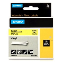 Dymo S0718450 / 18432 IND Rhino tape vinyl zwart op geel 12 mm (origineel) 18432 S0718450 088608