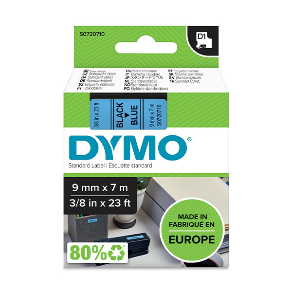 Dymo S0720710 / 40916 tape zwart op blauw 9 mm (origineel) S0720710 088112 - 1
