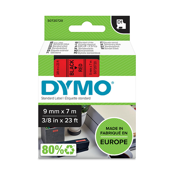 Dymo S0720720 / 40917 tape zwart op rood 9 mm (origineel) S0720720 088114 - 1