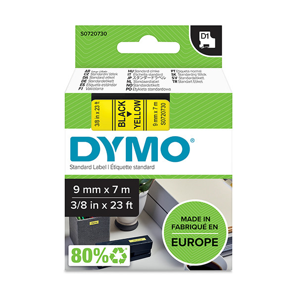 Dymo S0720730 / 40918 tape zwart op geel 9 mm (origineel) S0720730 088116 - 1