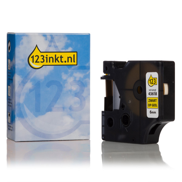 Dymo S0720790 / 43618 tape zwart op geel 6 mm (123inkt huismerk) S0720790C 088005 - 1