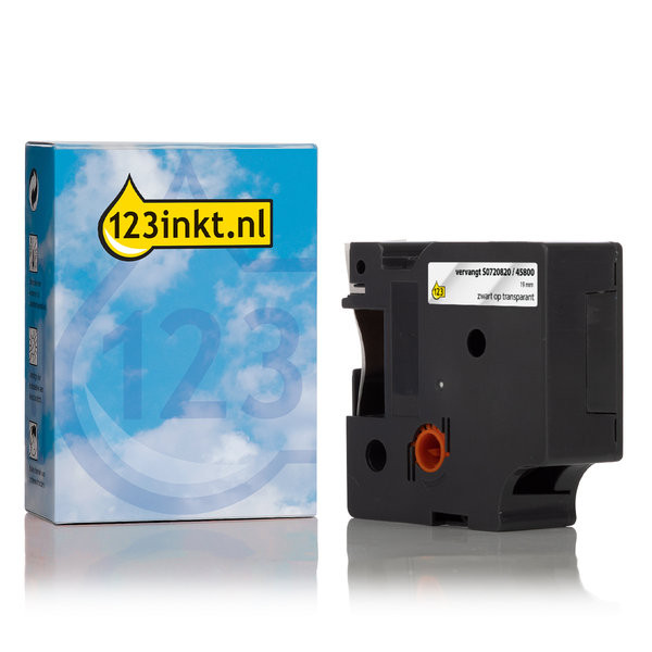 Dymo S0720820 / 45800 tape zwart op transparant 19 mm (123inkt huismerk) S0720820C 088401 - 1