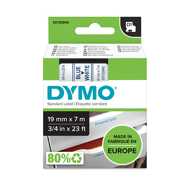 Dymo S0720840 / 45804 tape blauw op wit 19 mm (origineel) S0720840 088404 - 1