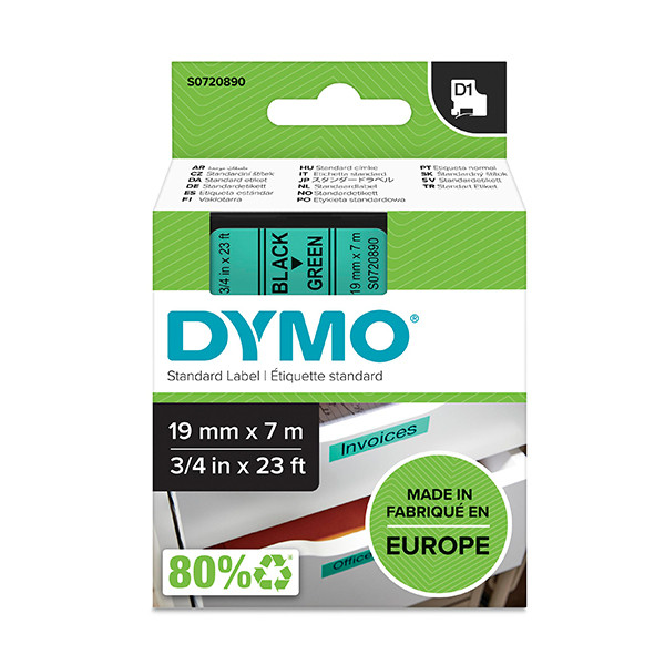 Dymo S0720890 / 45809 tape zwart op groen 19 mm (origineel) S0720890 088414 - 1