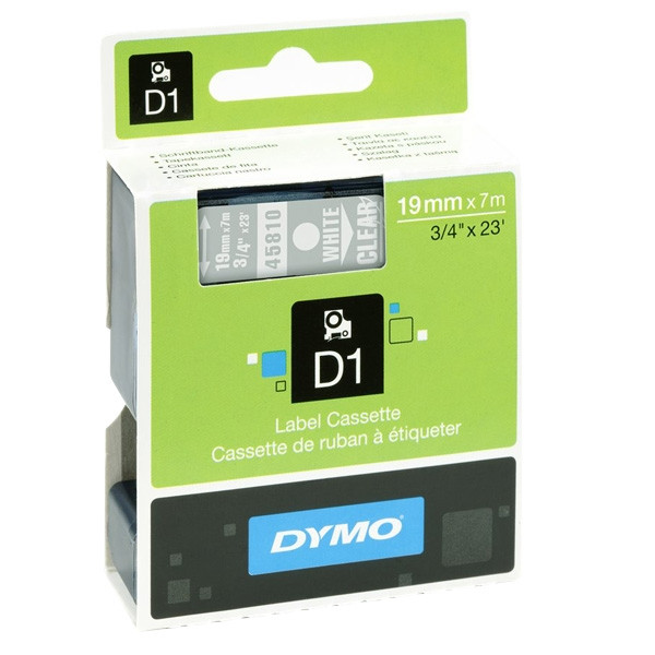Dymo S0720900 / 45810 tape wit op transparant 19 mm (origineel) S0720900 088416 - 1