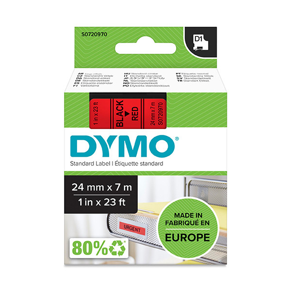 Dymo S0720970 / 53717 tape zwart op rood 24 mm (origineel) S0720970 088430 - 1