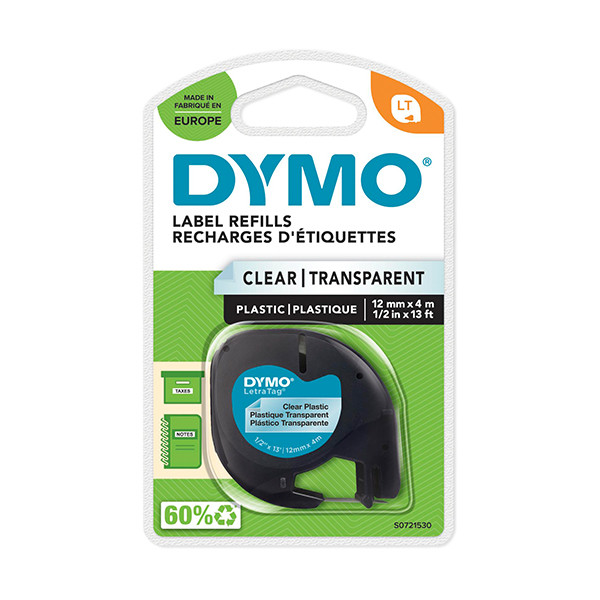 Dymo S0721530 / 12267 plastic tape transparant 12 mm (origineel) S0721530 088312 - 1