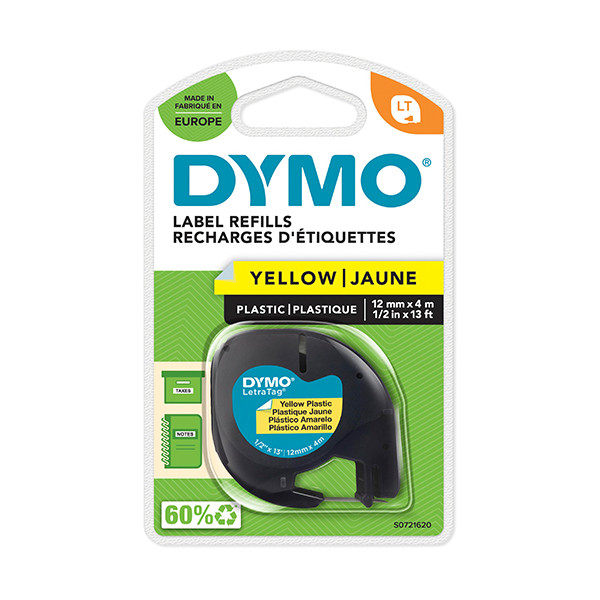 Dymo S0721620 / 91202 plastic tape geel 12 mm (origineel) S0721620 088304 - 1