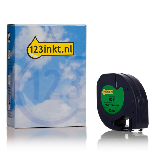 Dymo S0721640 / 91204 plastic tape groen 12 mm (123inkt huismerk) S0721640C 088309 - 1