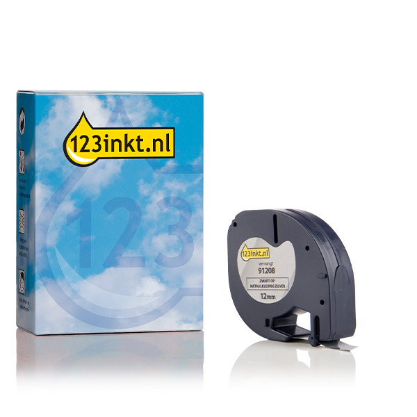 Dymo S0721730 / 91208 tape metaalkleurig zilver 12 mm (123inkt huismerk) S0721730C 088315 - 1