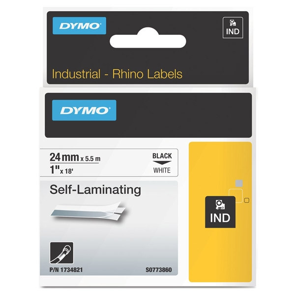 Dymo S0773860 / 1734821 IND Rhino zelflaminerend zwart op wit 24 mm (origineel) 1734821 088730 - 1