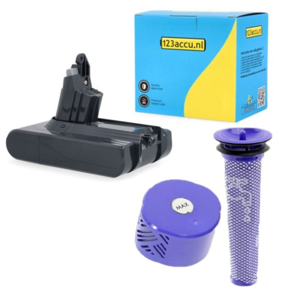 Dyson V6 / 967810-21 accu + HEPA Filterset (21.6 V, 3.0 Ah, 123accu huismerk) ADY00138 - 1