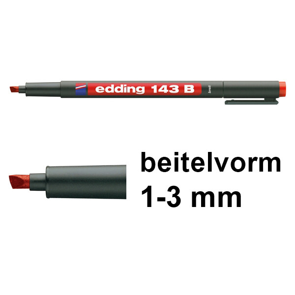 Edding 143B permanent marker rood (1 - 3 mm beitel) 4-143002 200696 - 1