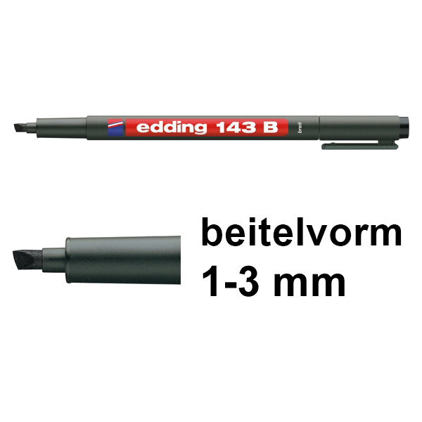 Edding 143B permanent marker zwart (1 - 3 mm beitel) 4-143001 200694 - 1