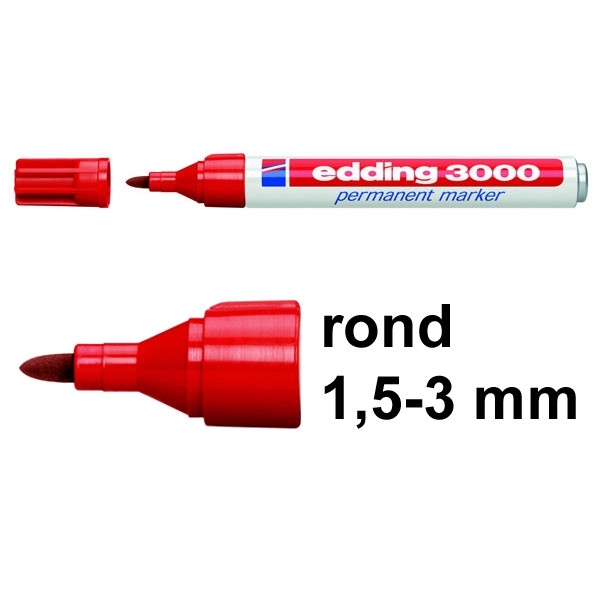 Edding 3000 permanent marker rood (1,5 - 3 mm rond) 4-3000002 200502 - 