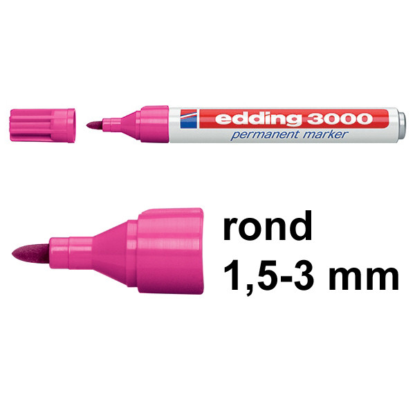 Edding 3000 permanent marker roze (1,5 - 3 mm rond) 4-3000009 200787 - 1