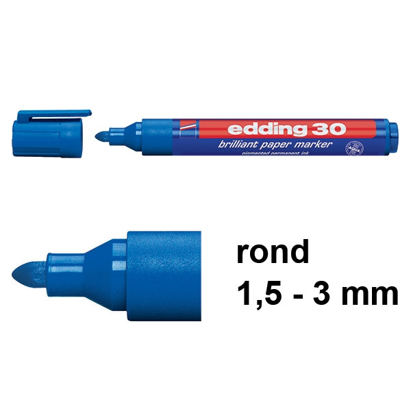 Edding 30 brilliant paper marker blauw (1,5 - 3 mm rond) 4-30003 239206 - 1
