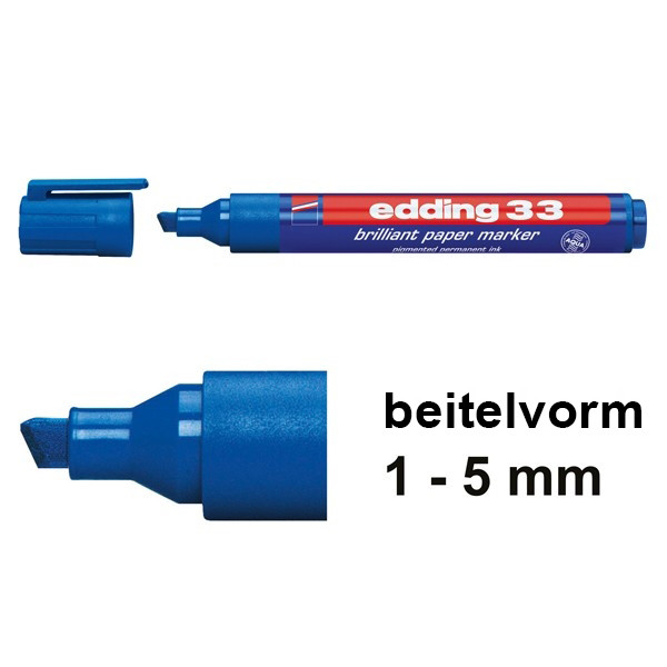 Edding 33 brilliant paper marker blauw (1 - 5 mm beitel) 4-33003 239214 - 1