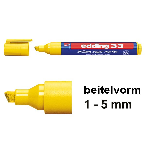 Edding 33 brilliant paper marker geel (1 - 5 mm beitel) 4-33005 239216 - 1