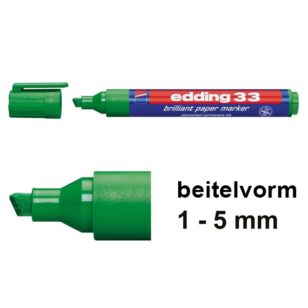 Edding 33 brilliant paper marker groen (1 - 5 mm beitel) 4-33004 239215 - 1