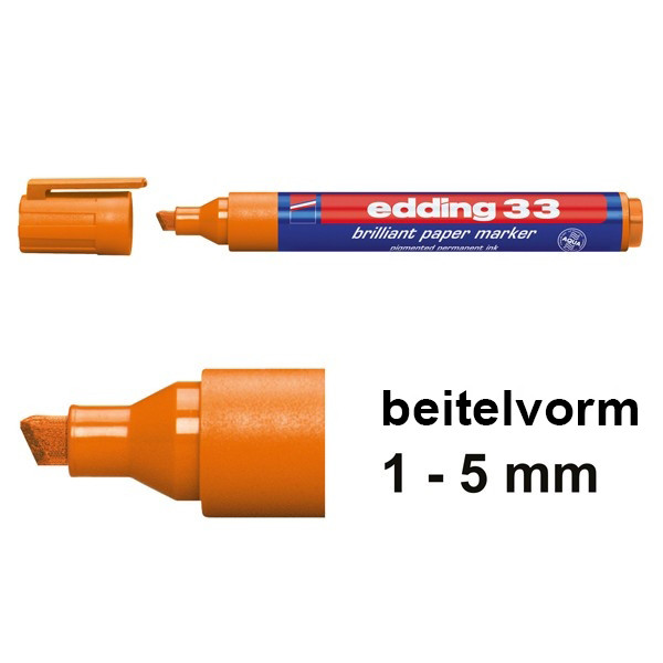 Edding 33 brilliant paper marker oranje (1 - 5 mm beitel) 4-33006 239217 - 1