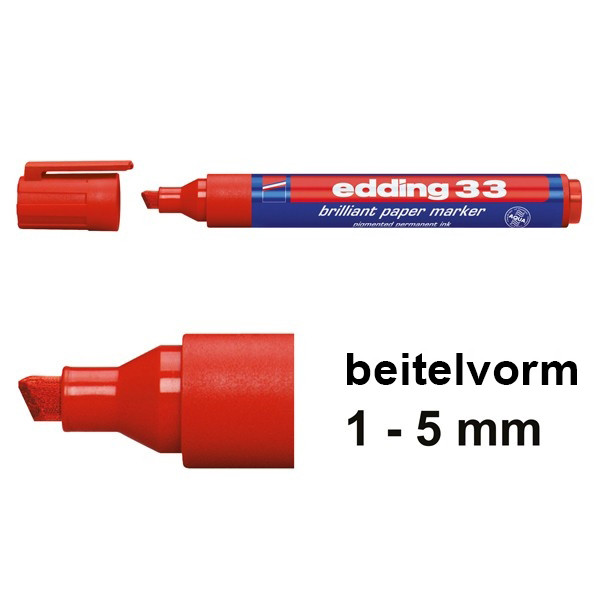Edding 33 brilliant paper marker rood (1 - 5 mm beitel) 4-33002 239213 - 1
