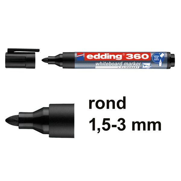 Edding 360 whiteboard marker zwart (1,5 - 3 mm) 4-360001 240534 - 1