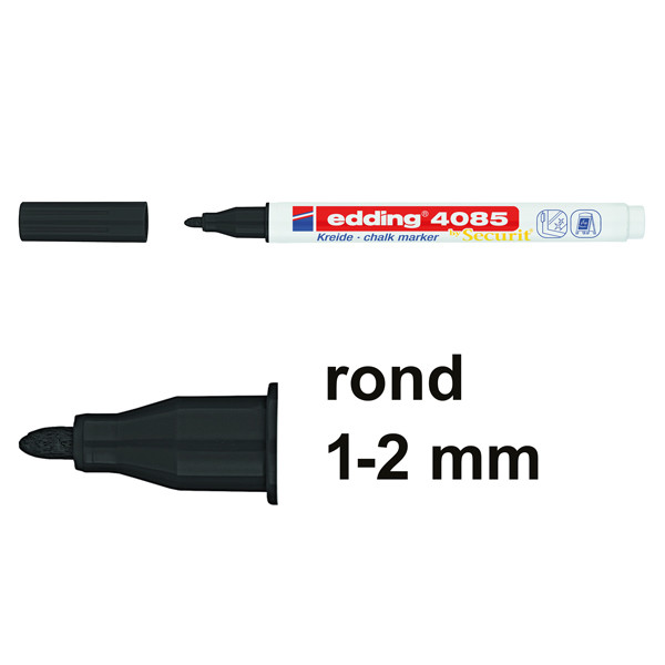 Edding 4085 krijtstift zwart (1 - 2 mm rond) 4-4085001 240094 - 1