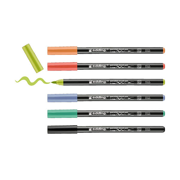 Edding 4200 porseleinmarkers assorti 6 stuks (1 - 4mm penseelpunt) 201059 - 1