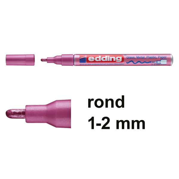 Edding 751 glanslakmarker metallic roze (1-2 mm rond) 4-751-9-079 239373 - 1