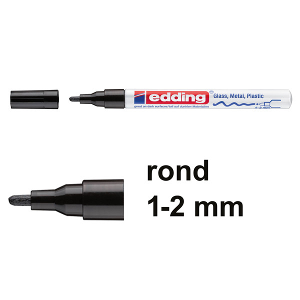 Edding 751 glanslakmarker zwart (1 - 2 mm rond) 4-751-9-001 240509 - 1