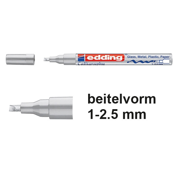 Edding 753 glanslakmarker kalligrafie zilver (1 - 2,5 mm) 4-753054 239184 - 1