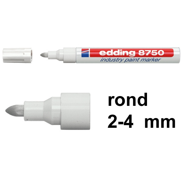 Edding 8750 industriële paint marker wit (2 4 mm rond) Edding 123inkt.nl