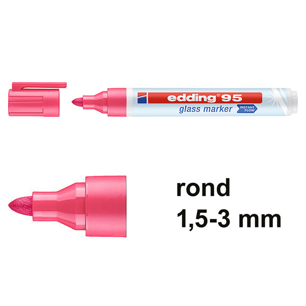 Edding 95 glasmarker roze (1,5 - 3 mm rond) 4-95009 240588 - 1